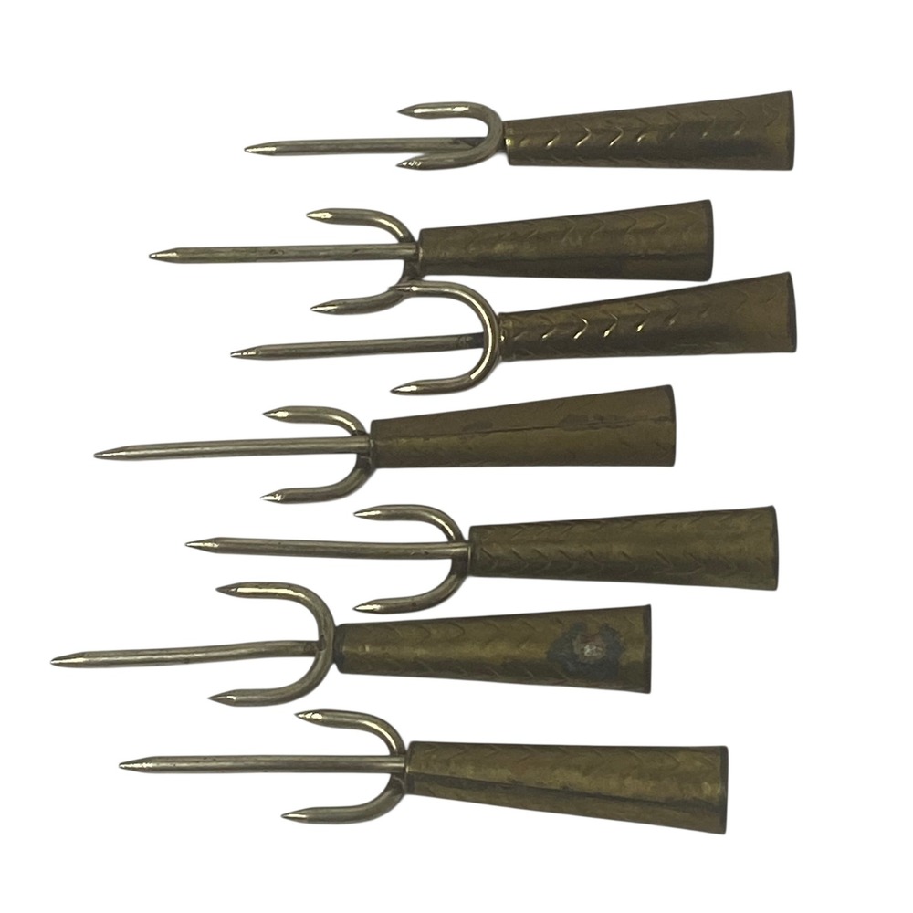 Vintage Mexico Brass Trident Cocktail Picks Set‎ of 7 Mid Century Barware 3 Inch
